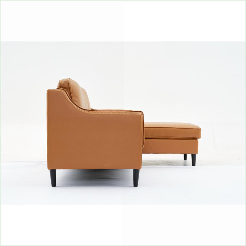 Canapé modulaire moderne 94,5 po pour salon | Brun clair brun clair | Cuir véritable