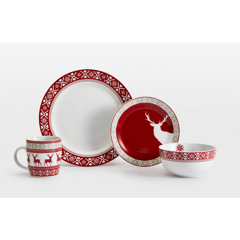 16 Piece Nordic Reindeer Dinner Set