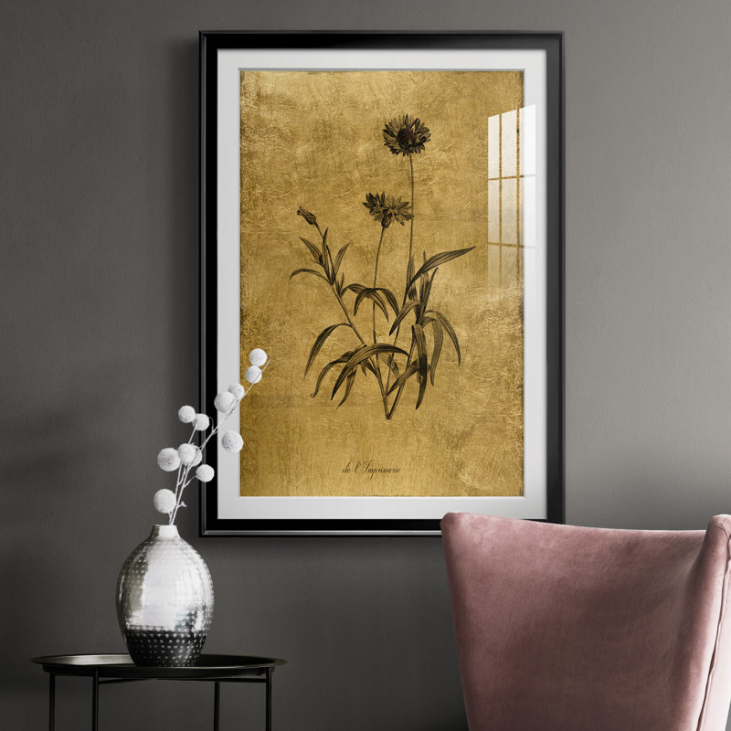Croquis doré Botanique I - Cadre photo, reproduction d'art sur papier, H 42,5 po x l 30,5 po x P 1,5 po, Noir