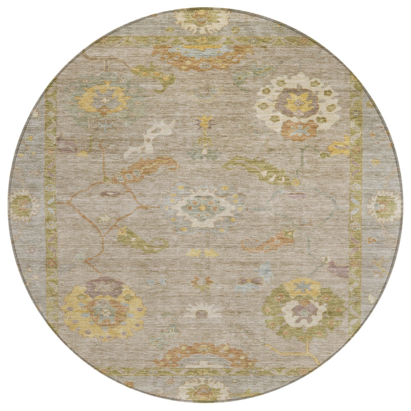 Machine Washable Indoor/Outdoor Kaczor ACN2229 Global Rug, Round 8'