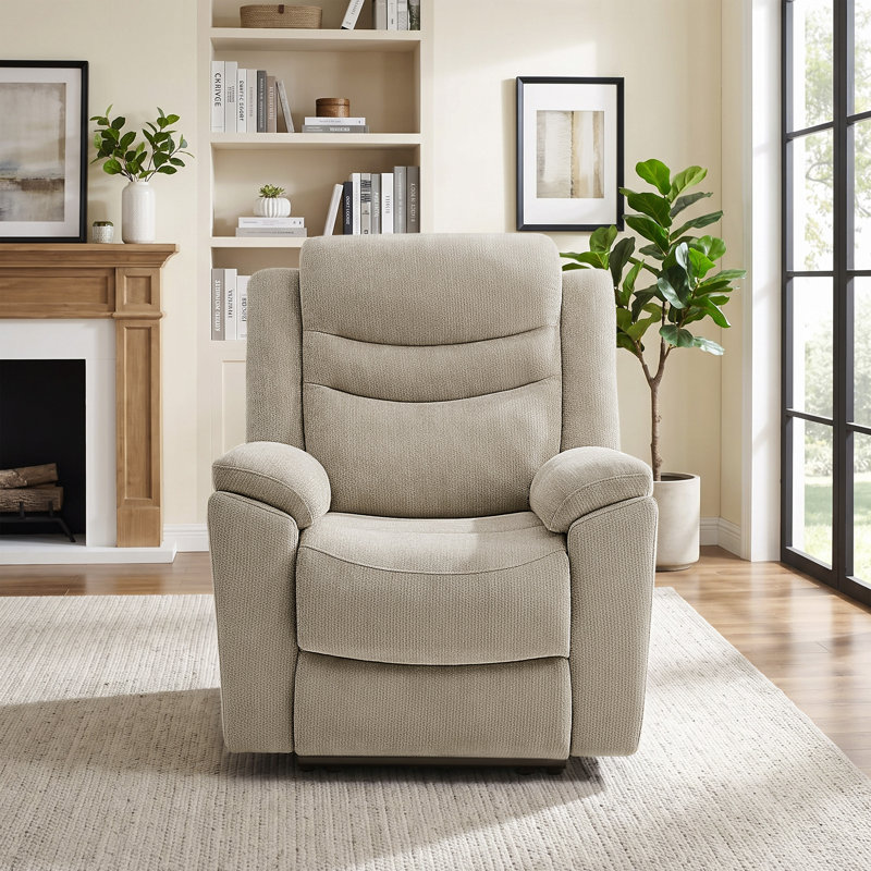 Fauteuil inclinable électrique surdimensionné en chenille avec dossier épais et accoudoirs larges pour le salon