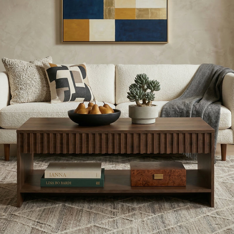 Table basse rectangulaire moderne Mid-Century 39,4 po Abdel, Noyer