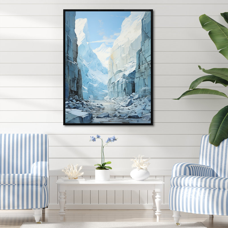 «Winter Glacier Landscape In Canada I», reproduction sur toile, Cadre flottant noir, H 40 po x l 30 po x P 1,5 po