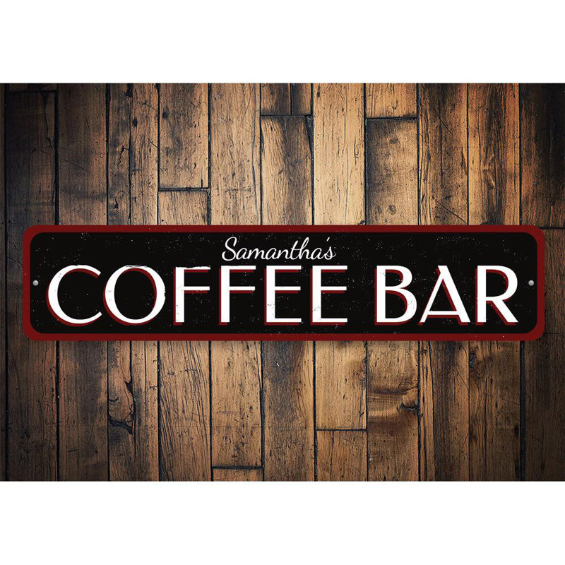 Plaque en aluminium Coffee Bar, H 4 po x l 18 po x P 0,04 po