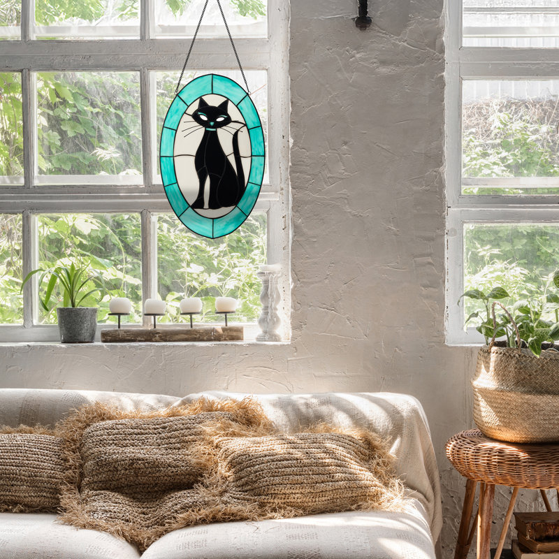Panneau de vitrail pour chat 17 po Tiffany