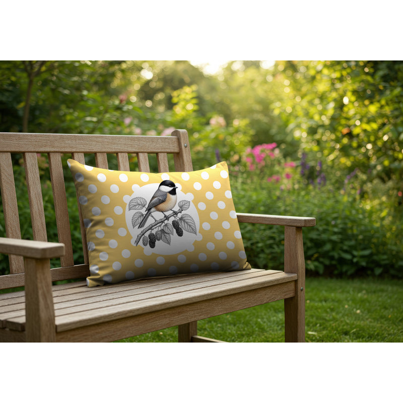 Oreiller réversible intérieur / extérieur Chikadee, 25 x 18, Jaune