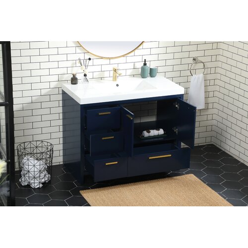 Mercury Row® Alphonse 42'' Single Bathroom Vanity with Resin Top ...