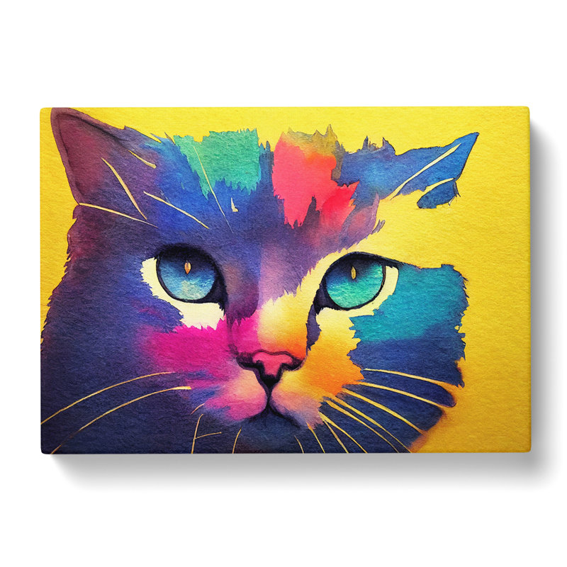 Colourful Cat Vol.3 - Wrapped Canvas, 40cm H x 60cm W x 3cm D