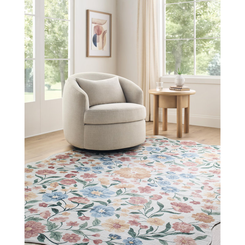 Eavan Machine Woven Rug, Rectangle 7'6" x 9'5", Blue/Red/Teal/Orange/Green/Cream