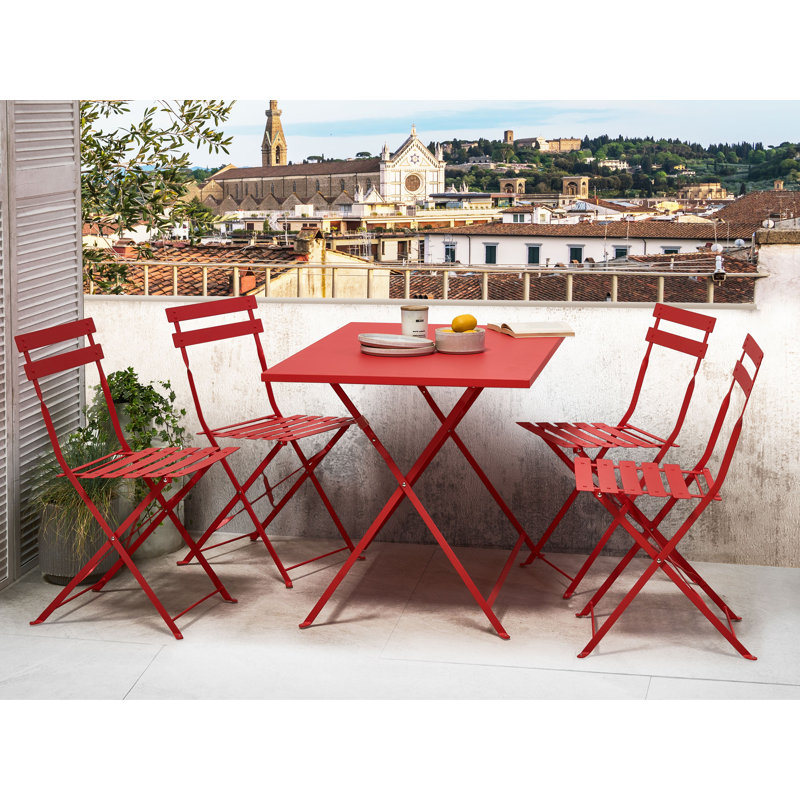 Rectangular 5 - Piece 4 - Person Outdoor Table Set, Red