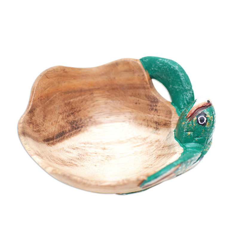 Novica Handmade Endearing Turtle Wood Catchall