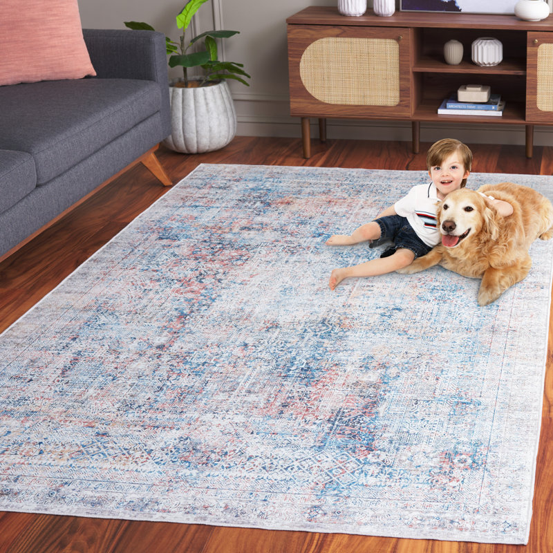 Tapis oriental lavable à la machine Jeralee, Rectangle de 5 pi x 8 pi