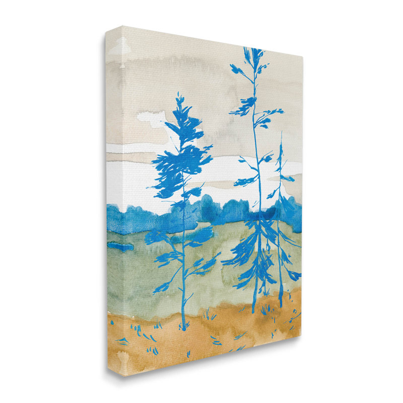 Blue and Beige Abstract Landscape Canvas Wall Art
