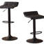 De 2 tabourets de bar en cuir reconstitué noir - réglables et pivotants pour des espaces de vie confortables