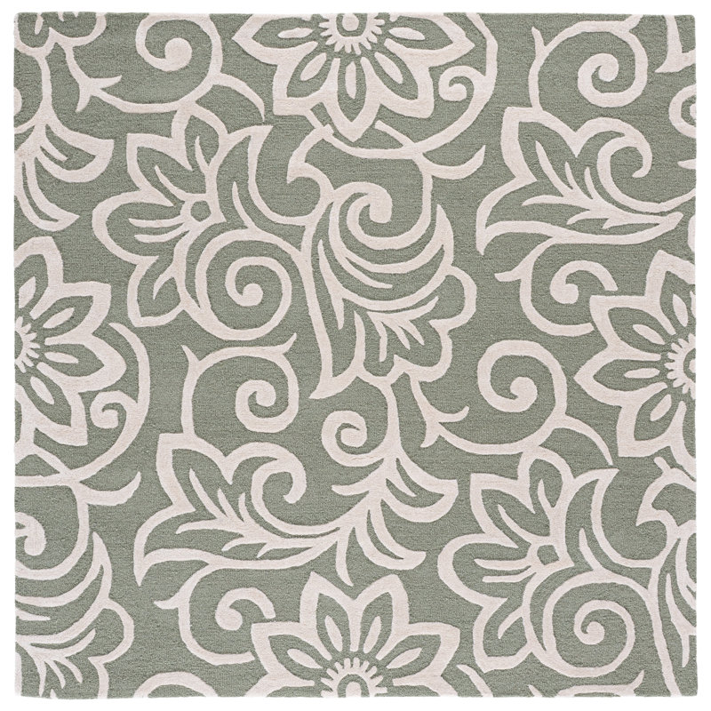 Glamour Hand Tufted Wool; Viscose; Cotton Floral Indoor Rug, Square 6'