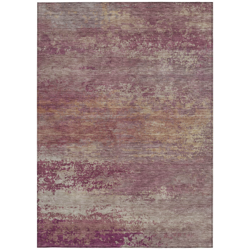 3' X 5' Merlot Beige And Blush Abstract Washable Indoor Outdoor Area Rug