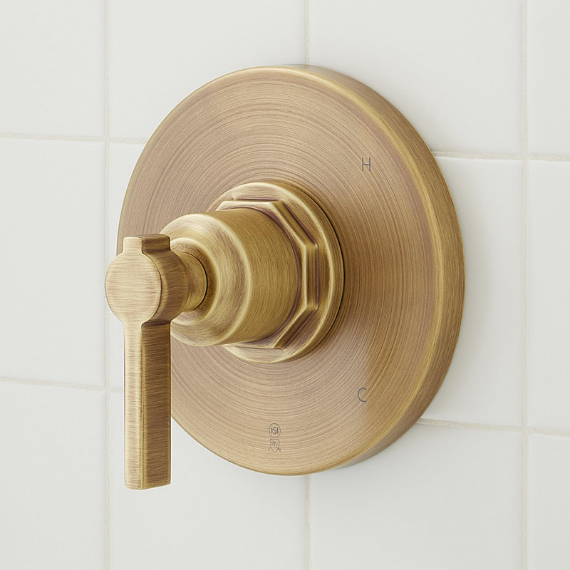 Greyfield Pressure Balanced Shower Only Trim Package with Shower Head - Rough In Included, Aged Brass