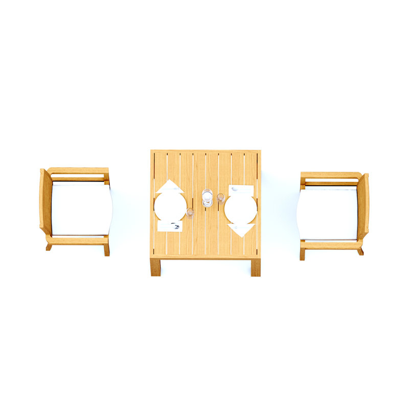 5 Pcs Grade-A Teak Wood Dining Set: 36" Square Table And 4 Mas Stacking Arm Chairs #11MS0804, 2