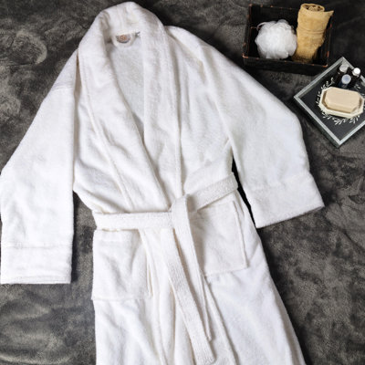 Mid-Calf 100% Turkish Cotton Terry Cloth Bathrobe with Pockets