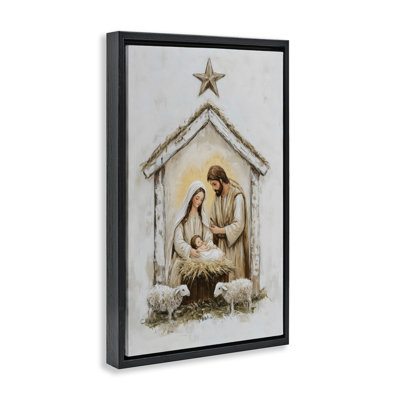 Cadre flottant petits agneaux et crèche de Noël, design par Petal Prints Design