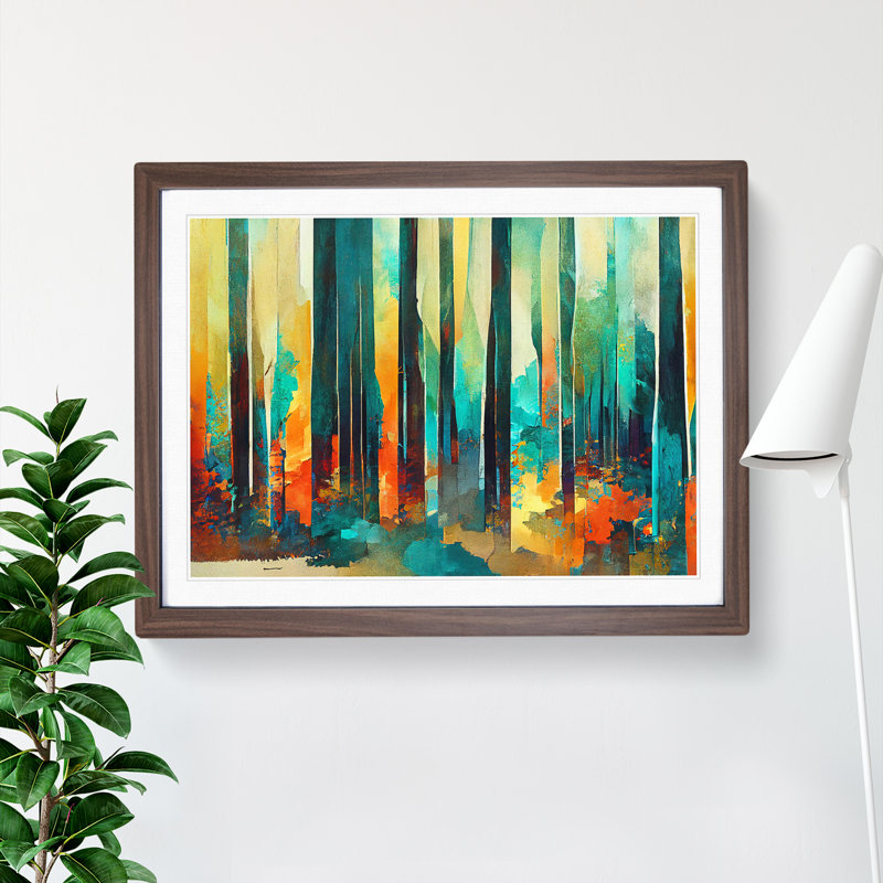 Captivating Abstract Forest Vol.2 - Picture Frame Print, 25cm H x 34cm W x 2cm D, Walnut
