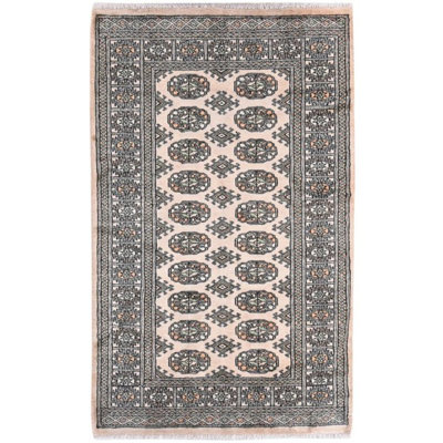 Tapis ivoire / noir noué à la main de haute qualité