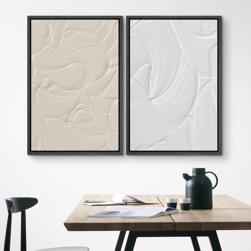 Reproduction sur toile «Duotone» beige et blanc, Noir, H 24 po x l 16 po