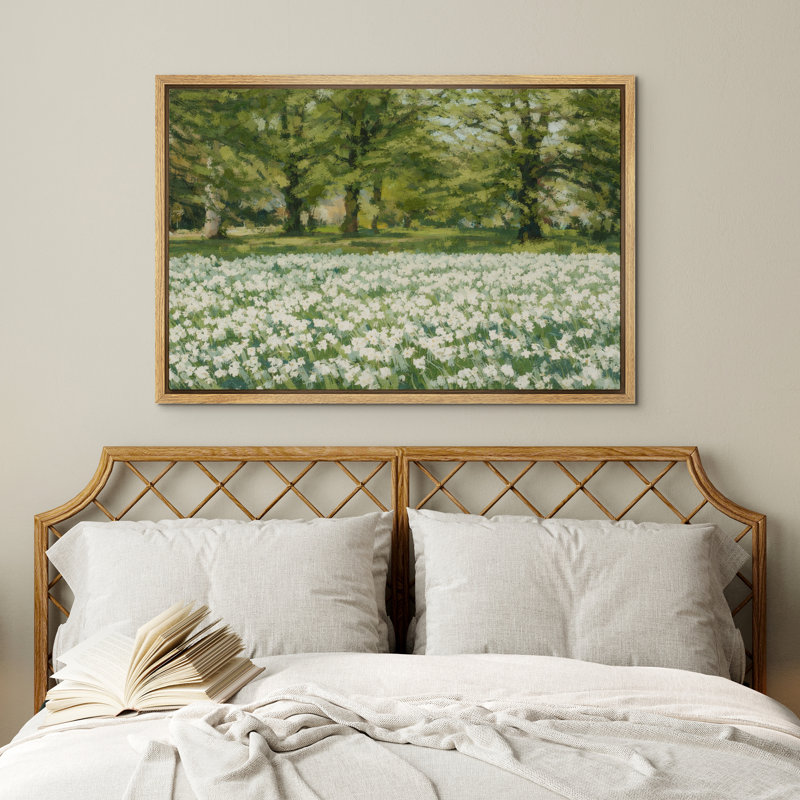"Fresh Green Forest Meadow Wildflower Landscape Nature" Wall Decor for Living Room, H 16 po x l 24 po x P 1,5 po, Naturel