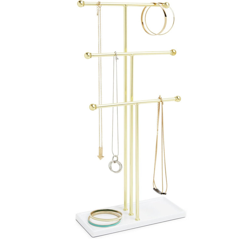 Jewellery Stand +, Weiss/Messing