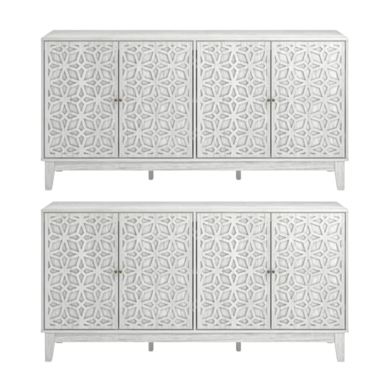 Ensemble de 2 buffets de rangement Trosclair, Blanc perle, H 30,6 po x l 61,69 po x P 15,67 po
