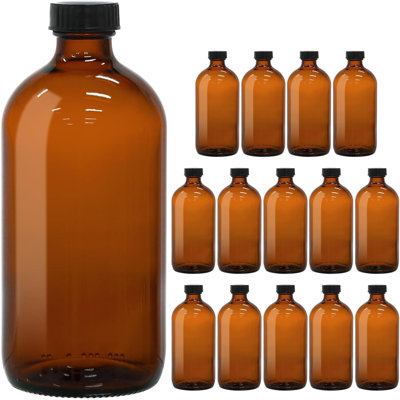 Bouteille en verre ambré de 473 ml (environ) pour kombucha, lot de 15