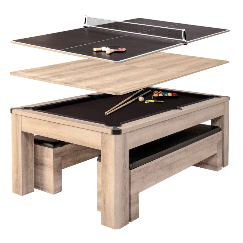 Hampton 3-in-1 Combination Table Includes Billiards, Table Tennis, & Dining Table