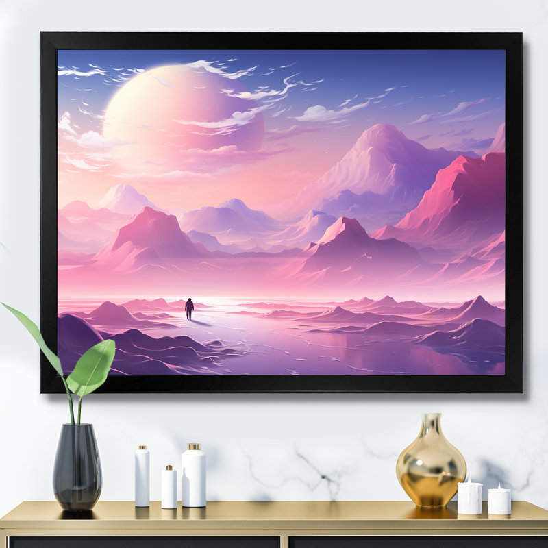 «Space Dreamscape», art mural, Cadre d'angle fermé noir, H 12 po x l 20 po x P 1 po