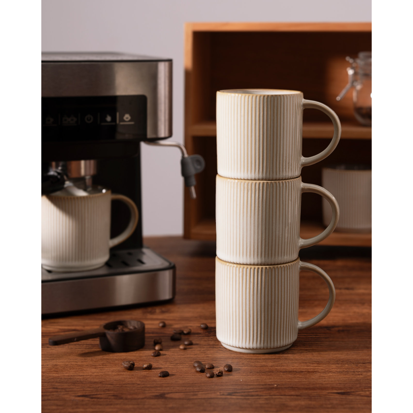 Azal Stoneware Coffee Cup, Cappuccino White