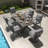 7-Piece Outdoor Metal Dining Set With X-Leg Table, 4 Stackable Chairs & 2 Swivel Rockers-1142105584