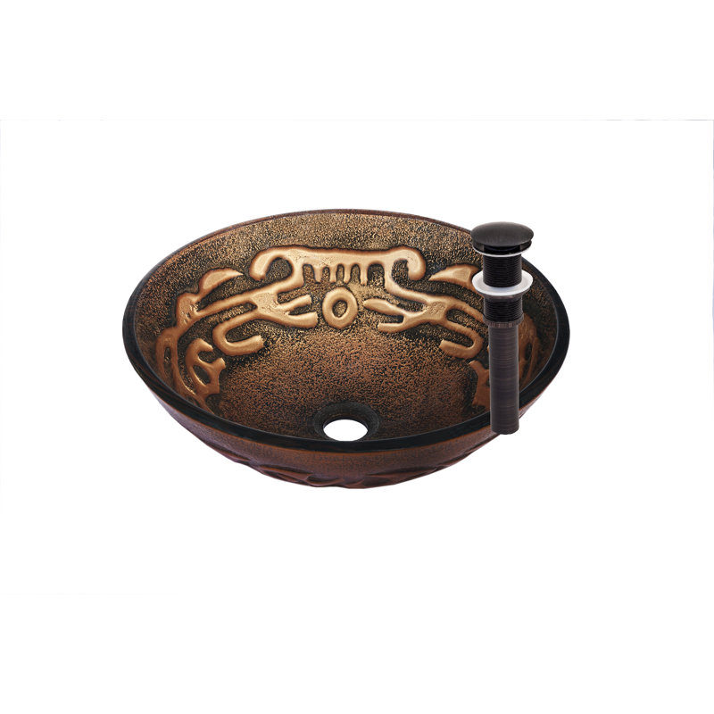 Lavabo de salle de bain vasque circulaire en verre Mosaico, Bronze huilé