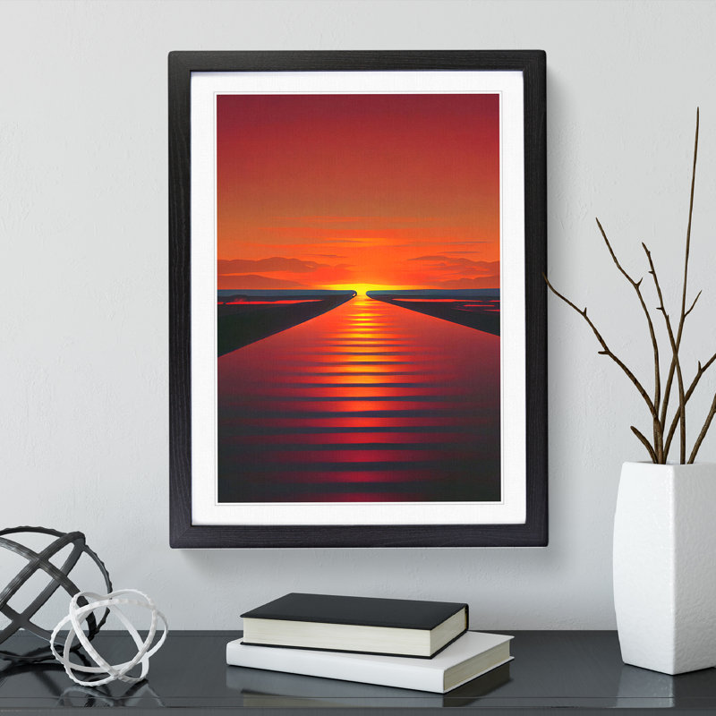 Boundless Sunset View - Wall Art, Black Framed, 36cm H x 27cm W x 2cm D, White