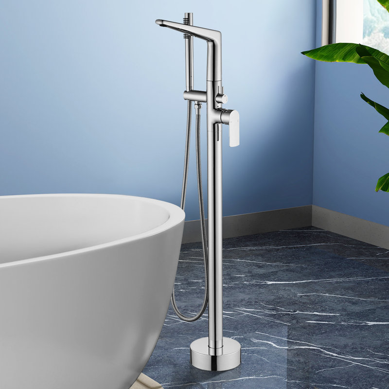 Topcraft Freestanding Bathtub Filler With Handheld Showerhead, Chrome
