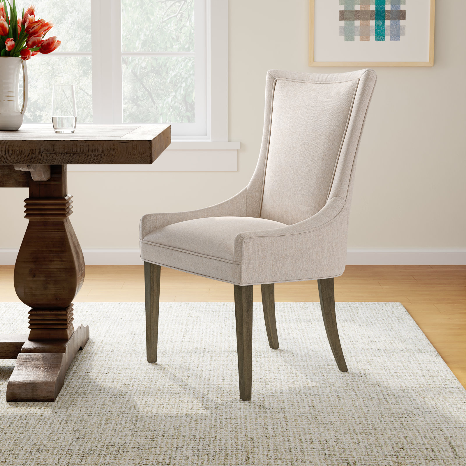 Ultra Velvet Dining Upholstered Side Chair, Cream