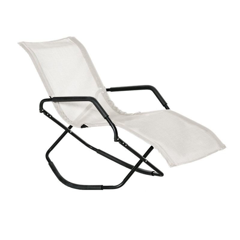 Chaise longue à bascule berçante, chaise longue à bascule pour bronzer, bronzage, chaise de patio extérieure pliable et portative, gris