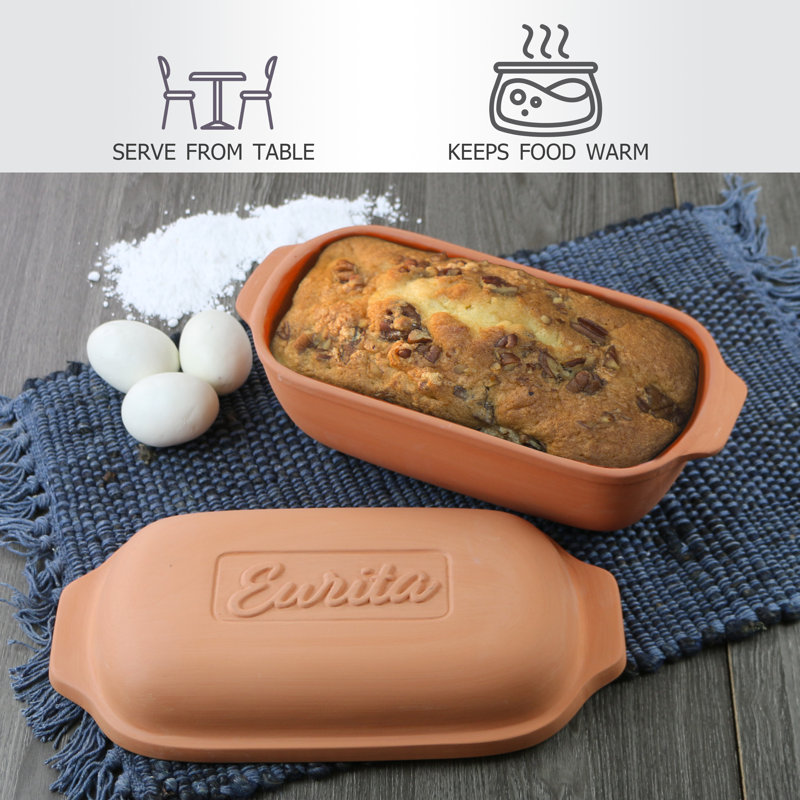 Terracotta Clay 2-Quart Loaf Pan with Lid