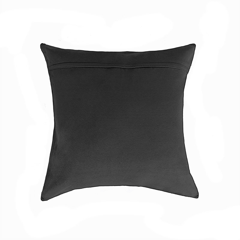  Coussin en cuir de vache 18 po x 18 po, Noir / blanc clair