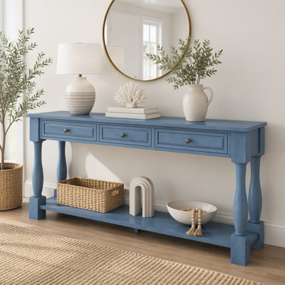 Console Console de 63 po de long avec tiroirs et tablette pour le vestibule, le couloir et le salon