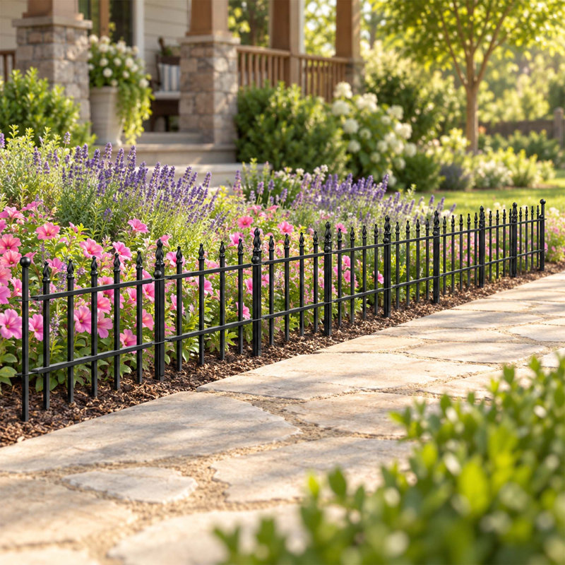 Lot de 10 bordures de jardin décoratives en métal, avec piquets de fixation au sol