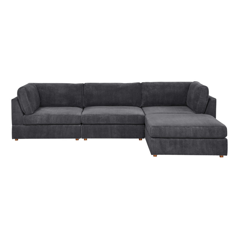 Brielee Sectional, Dark Gray Corduroy