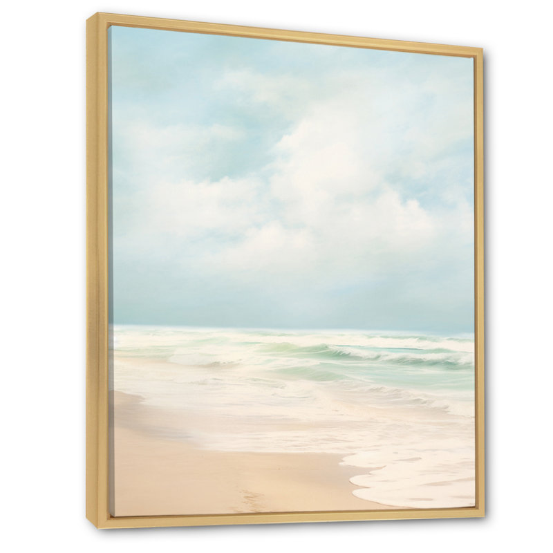 Comberton " Minimalism Beach Landscape VII ", 32" H x 24" W x 1" D, Natural Floater Framed