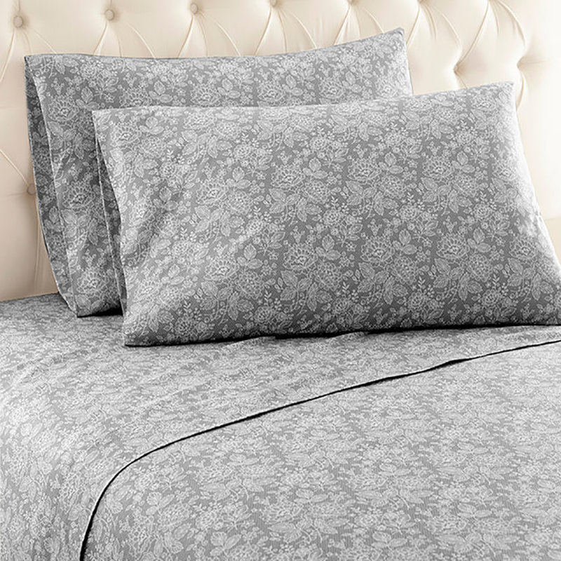 Twin XL Polar Bear Print Cotton Polyester Flannel Sheet Set