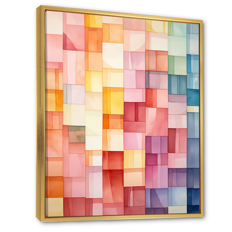 Hardedge Pastel Symetry I - Art abstrait sur toile FL72677, Or, H 44 po x l 34 po x P 1,5 po