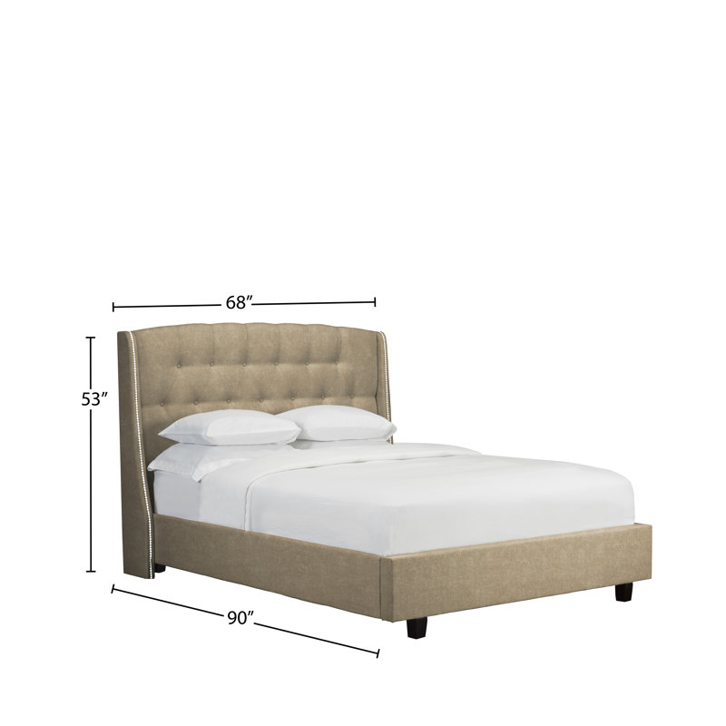 Lit plateforme en tissu d’ameublement Stoneking, Grand, Velours - Sable