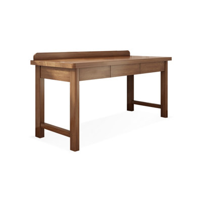 Brown Rectangular Solid Wood Writing desk with drawers desk